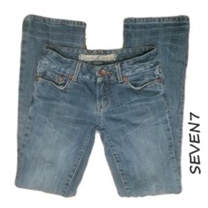 Seven7 Distressed Boot Cut Denim Jeans Size 26 EUC